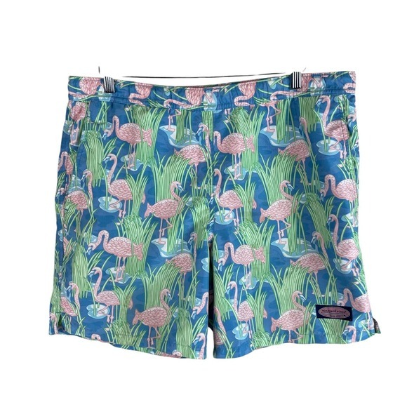 Vineyard Vines Mens‎ Hawaiian Swim Trunks Shorts 36 Flamingo Print Beach - Picture 1 of 5